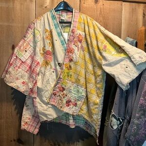 NWT$550 Magnolia Pearl Patchwork Beatrix Short Kimono Madras